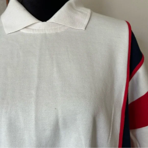 Vintage 80s 90s Men’s Red White and Blue Striped Sweatshirt